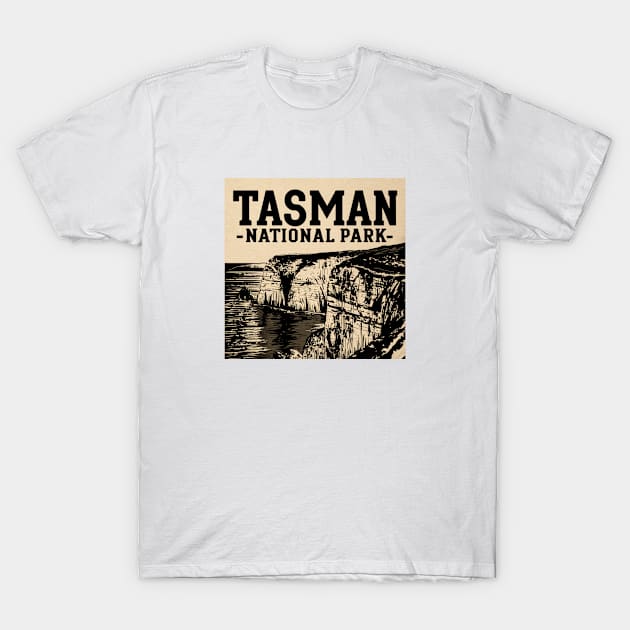 Tasman National Park Old Style Ink Drawing T-Shirt by Perspektiva